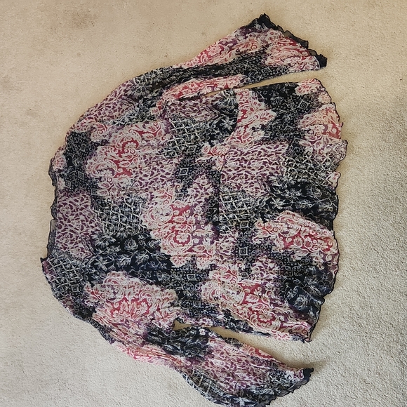 Coldwater Creek 2X (20W-22W) button front lace neckline lined long angled sleeve - Picture 5 of 9